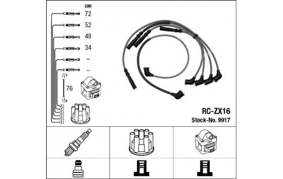 Ignition Cable Kit RC-ZX16 NGK