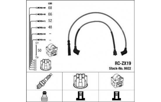 Ignition Cable Kit RC-ZX19 NGK