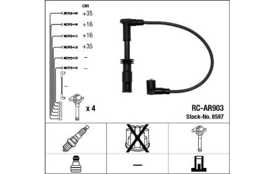 Spark plug wire set RC-AR903 NGK