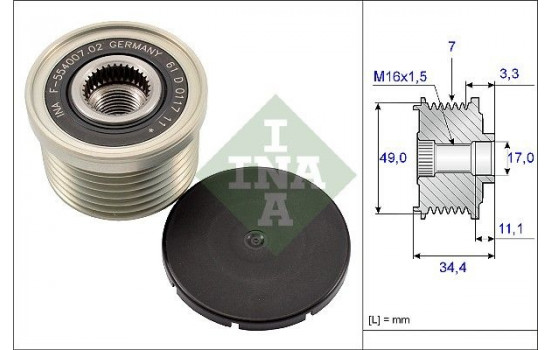 Alternator Freewheel Clutch 535016410 Ina, Image 2