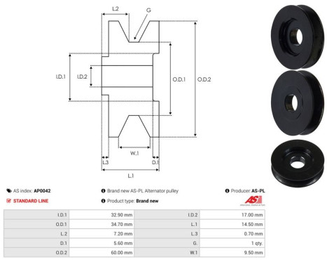 Belt pulley, alternator, Image 4