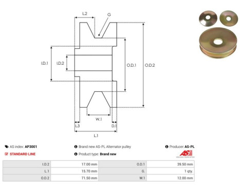 Belt pulley, alternator, Image 3