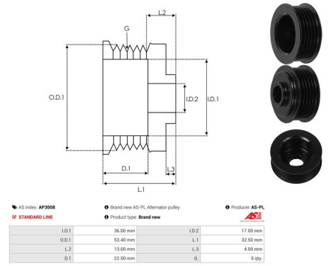Belt pulley, alternator, Image 4