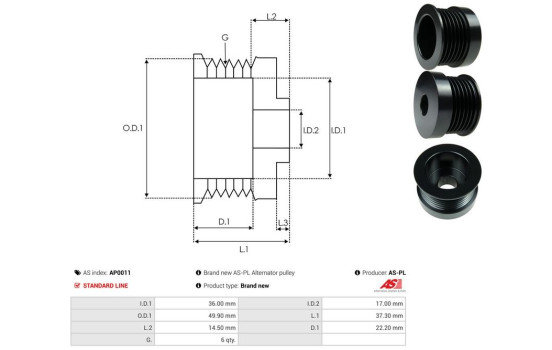 Belt pulley, alternator, Image 4