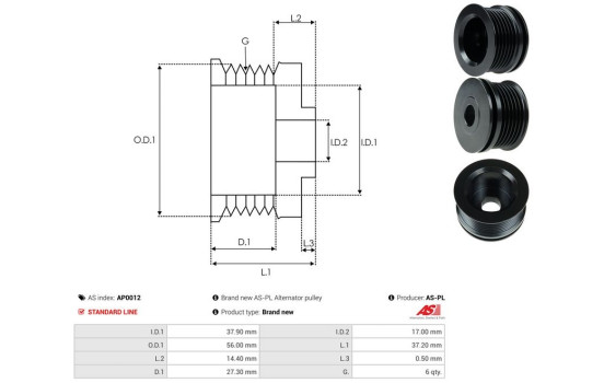 Belt pulley, alternator, Image 4