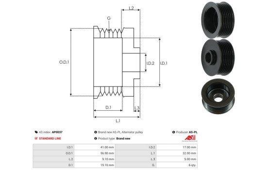 Belt pulley, alternator, Image 4