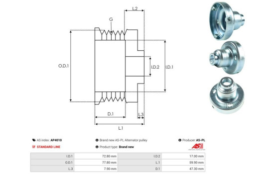 Belt pulley, alternator, Image 4