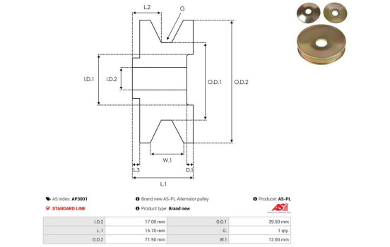 Belt pulley, alternator, Image 3