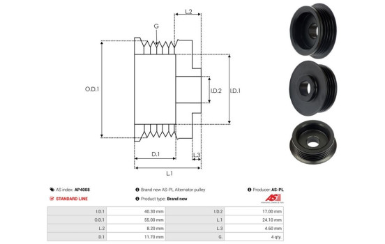 Belt pulley, alternator, Image 4
