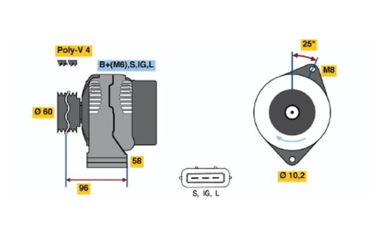 Alternator 4046 Bosch, Image 3
