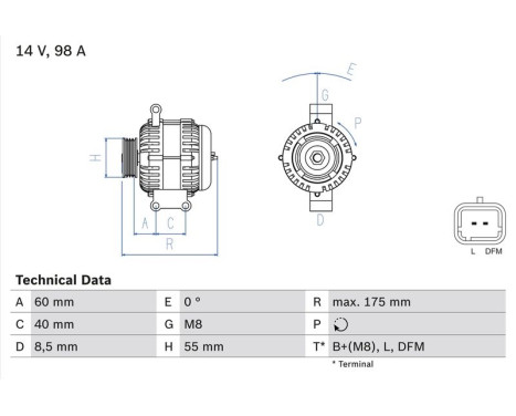 Alternator 4185 Bosch, Image 2