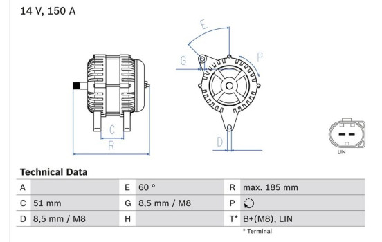 Alternator 4838 Bosch, Image 2