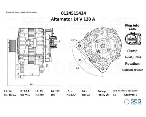 Alternator Audi 120A, Image 2
