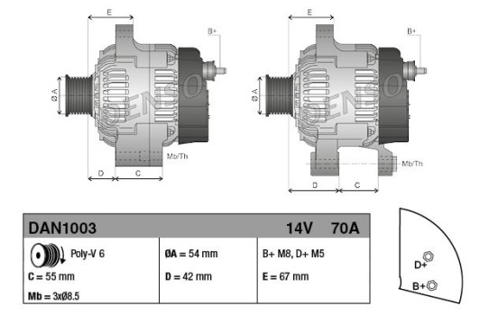 Alternator DAN1003 Denso, Image 2