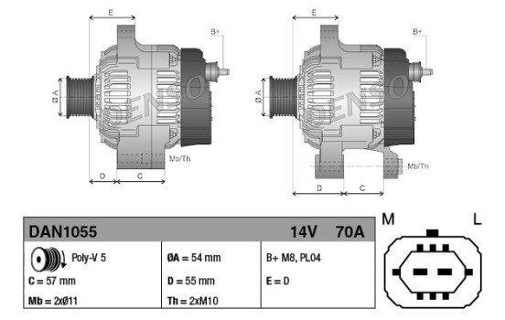 Alternator DAN1055 Denso, Image 2