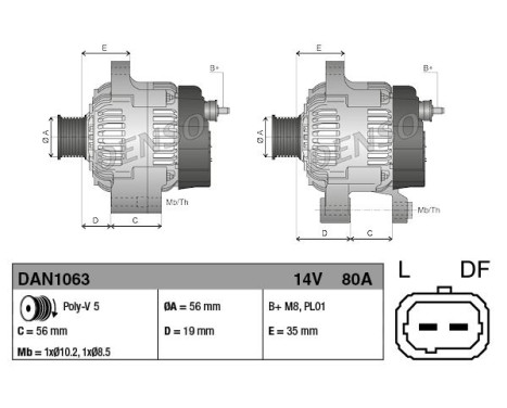 Alternator DAN1063 Denso, Image 2