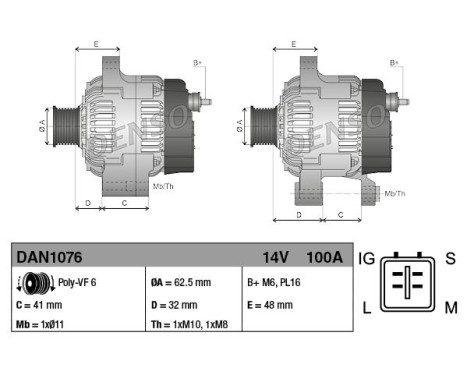 Alternator DAN1076 Denso, Image 2