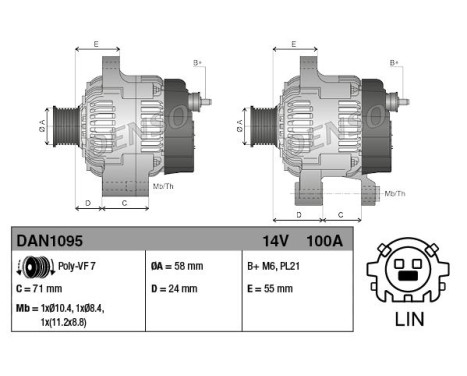 Alternator DAN1095 Denso, Image 2