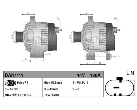 Alternator DAN1111 Denso, Image 2