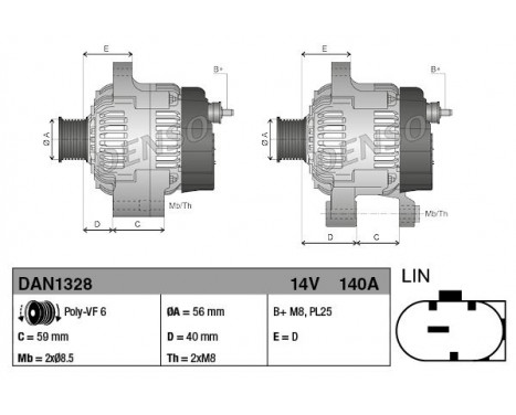 Alternator DAN1328 Denso, Image 2