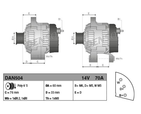 Alternator DAN504 Denso, Image 2
