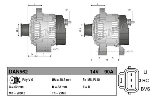 Alternator DAN562 Denso, Image 2