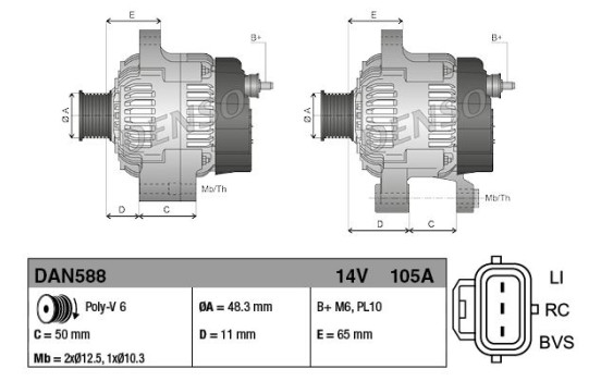 Alternator DAN588 Denso