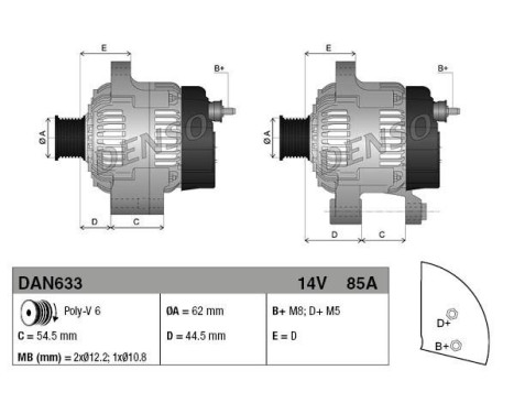 Alternator DAN633 Denso, Image 4
