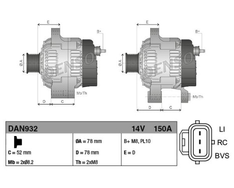 Alternator DAN932 Denso, Image 2