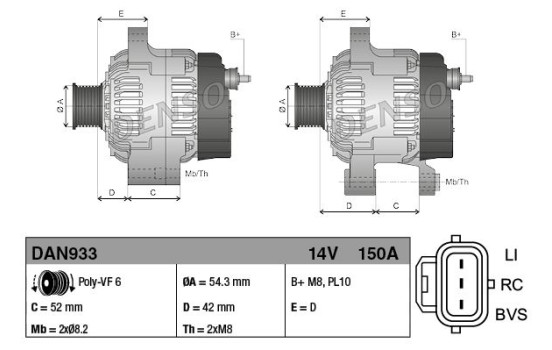 Alternator DAN933 Denso, Image 2