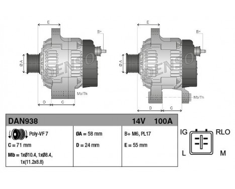 Alternator DAN938 Denso, Image 2