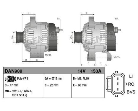Alternator DAN988 Denso, Image 2