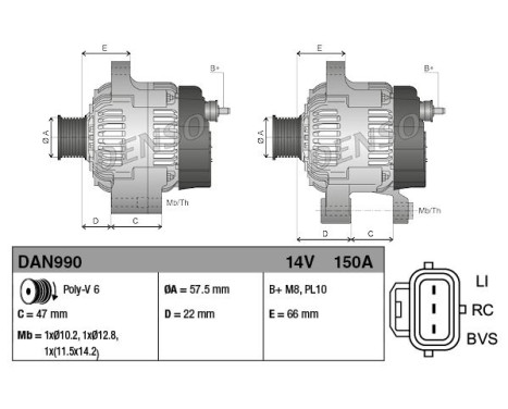 Alternator DAN990 Denso, Image 2