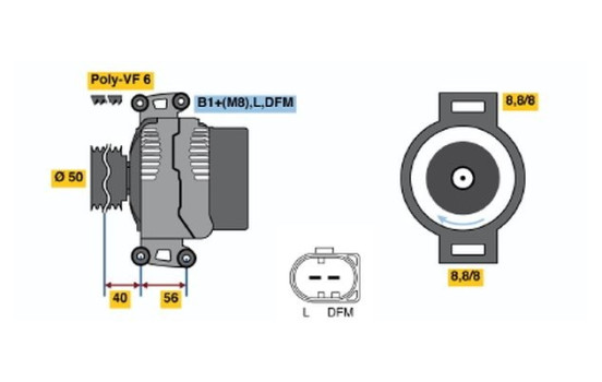 Alternator E10(>)14V90/200A Bosch, Image 5