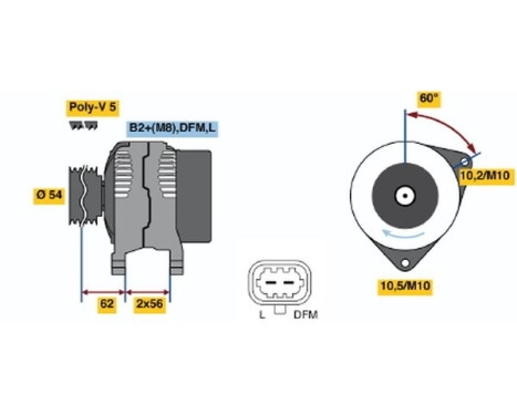 Alternator E6(>)14V70/120A Bosch, Image 5