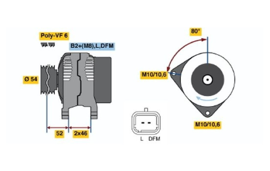 Alternator E8(>)14V80/150A Bosch, Image 5