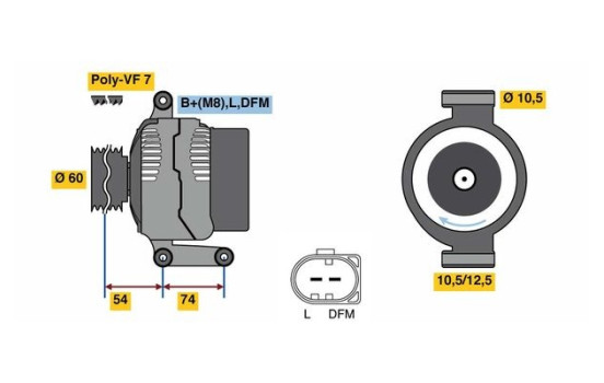 Alternator EL7(>)14V95/150A Bosch, Image 5