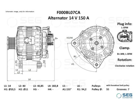 Alternator Fiat 150A, Image 6