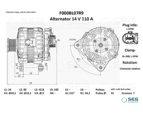 Alternator Fiat/Iveco 110A, Image 2