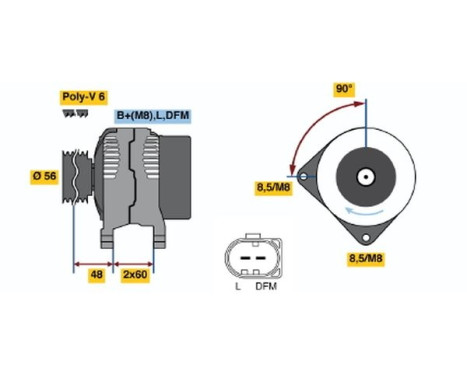 Alternator H8P(>)14V110/180A Bosch, Image 5