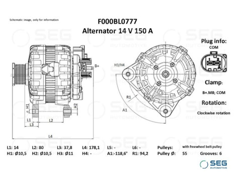 Alternator Iveco 150A, Image 6