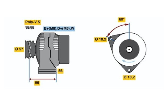 Alternator KC(R)14V45/80A Bosch