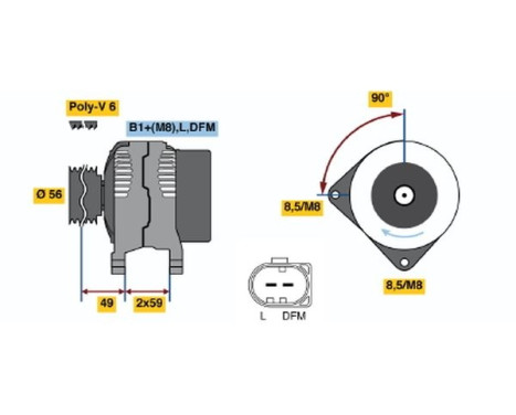 Alternator KCB1(>)14V50/90A Bosch