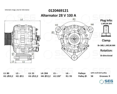Alternator Mercedes 100A, Image 6