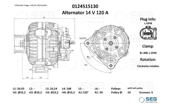 Alternator Mercedes 120A, Image 6