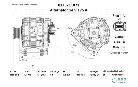 Alternator Mercedes 175A, Image 6