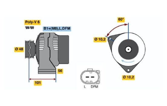 Alternator NCB1(R)12V120A Bosch, Image 5