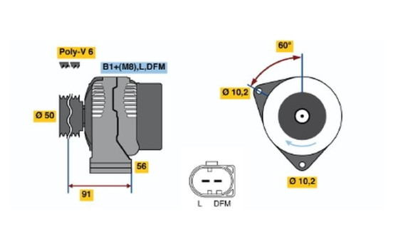 Alternator NCB2(>)14V90/150A Bosch, Image 5
