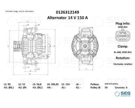 Alternator Opel 150A, Image 6