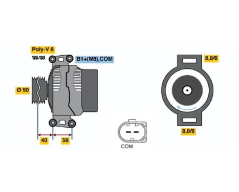 Alternator P10(>)14V110/180A Bosch, Image 5